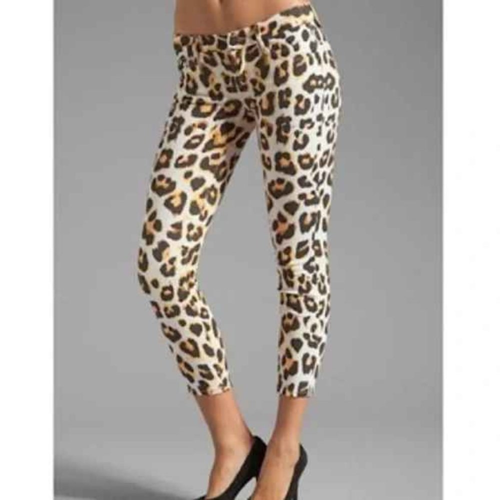 MOTHER Looker Crop Leopard Cheetah Print Walking Back To Happiness Jeans Size 24